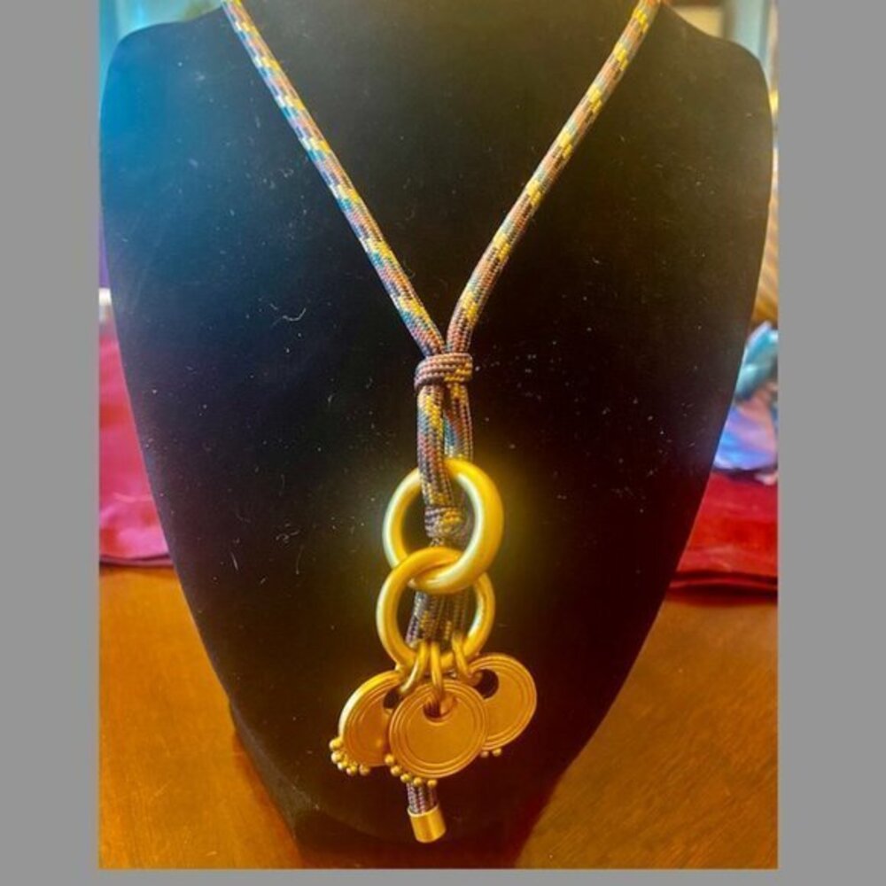 LAST CALL: Unique Bungee Cord Necklace with Brass Pendants